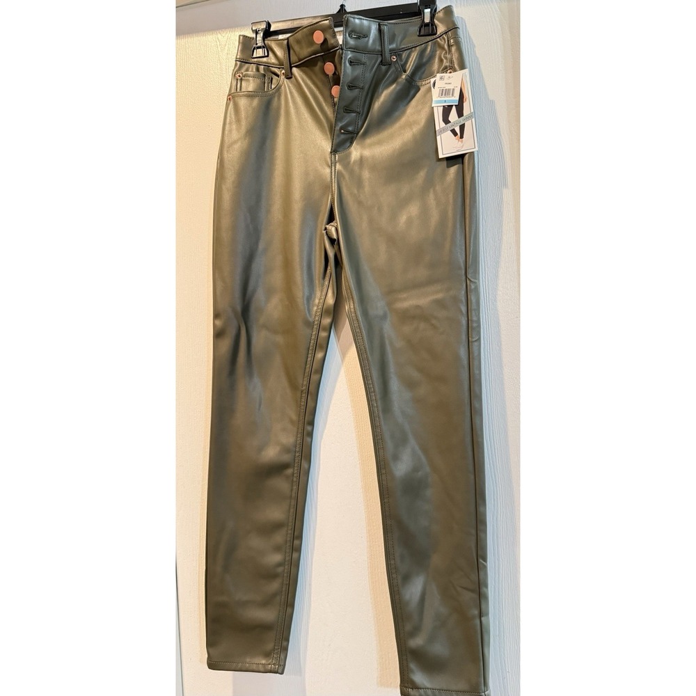 Tinseltown Olive  Faux Leather Hi-Rise Vintage Skinny Pants sz 5/27 NWT